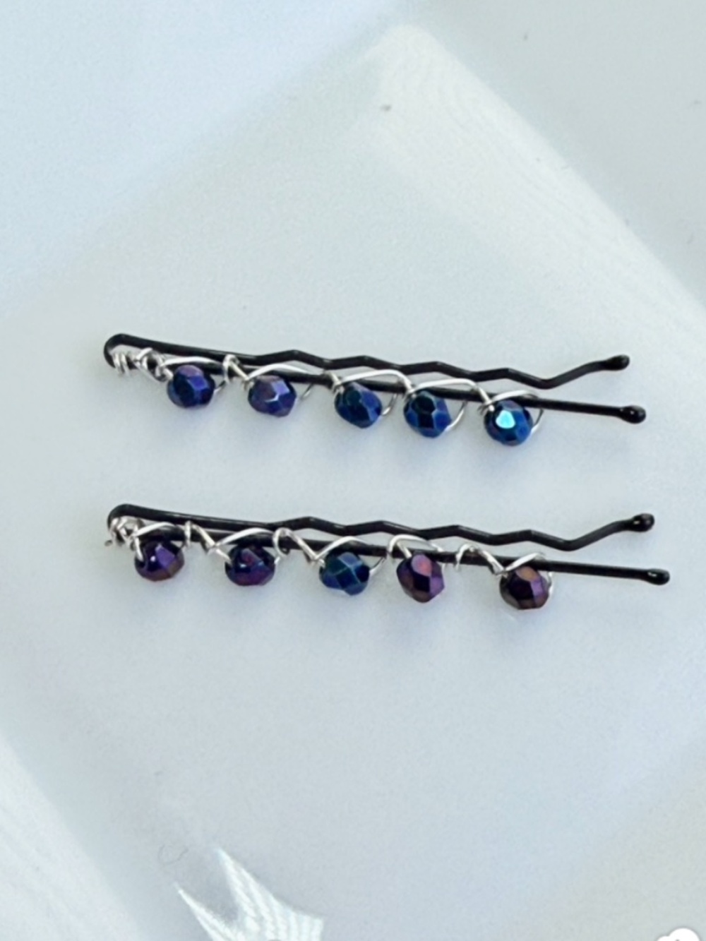 Faceted Blue Purple AB beaded Bobby Pins